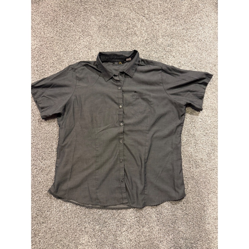 McDonalds Apparel Collection Shirt Mens 2XL Gray Short Sleeve Collared Button Up